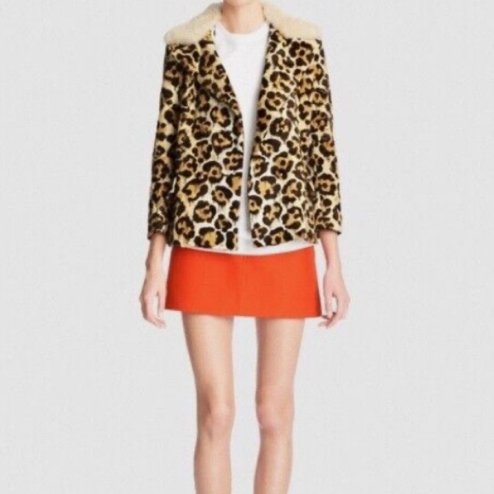 Coach Wild Beast Leopard Peacoat Shearling Jacket Coat Celebrity